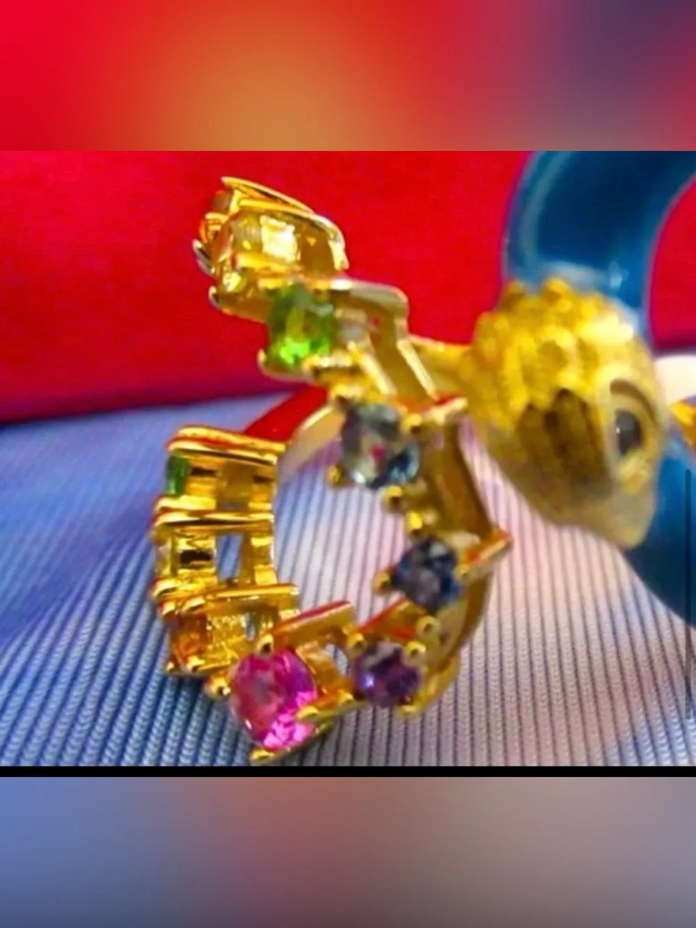 New KURT GEIGER OF LONDON EAGLE ENAMEL COCKTAIL RING MULTI-COLOR STONES Size:7